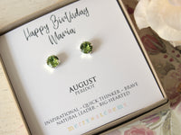 August Birthstone Stud Earrings in Peridot